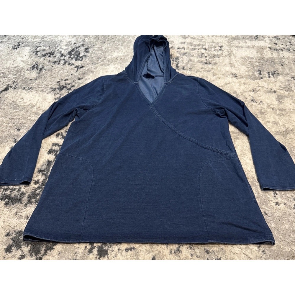 J Jill Pure Jill Womens Blue Lyocell Blend Pullover Hoodie Shirt Sz Large